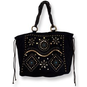 Gorgeous Black Bag Gold Sequins a touch of Turquoise